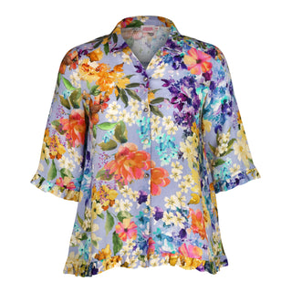 Rose Ruffle Shirt Floral Lilac