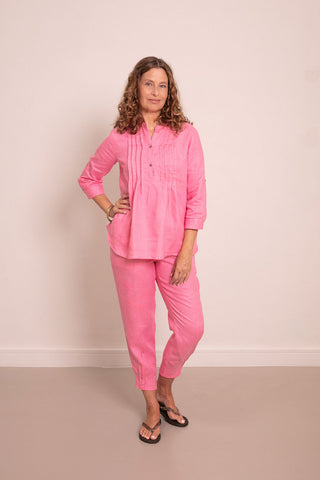 The Gerri  Pants Pink 100% Linen