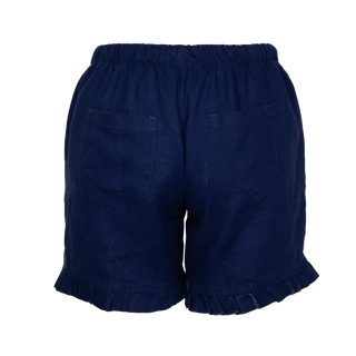 Ruffle Short Navy 100% Linen