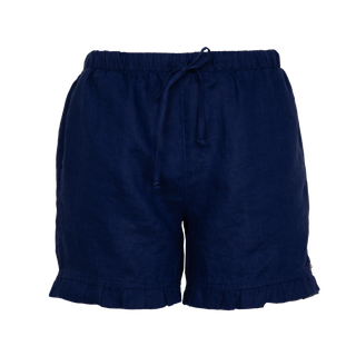 Ruffle Short Navy 100% Linen