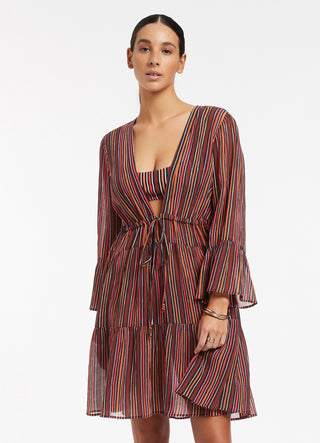 JETS BEDOUIN STRIPE COVERUP DRESS 330686