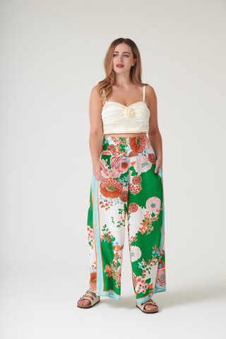 Kitsch Bouquet Green Palazzo Pants