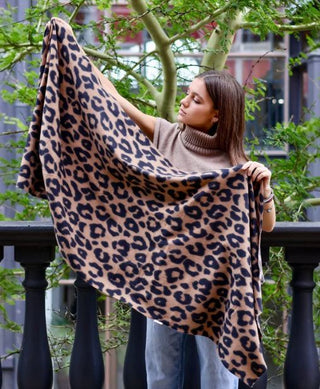 Classic Leopard Brushed Blanket Scarf Camel