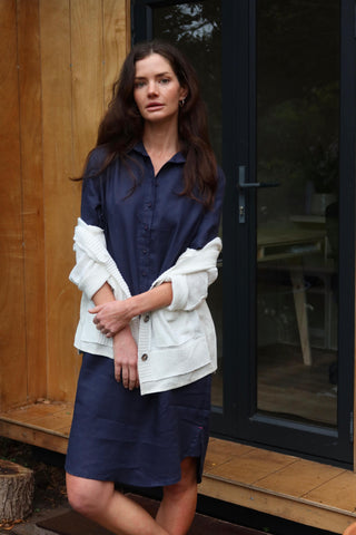 Tyra Navy Shirt Dress