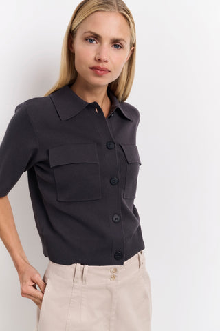 Short Sleeve Phantom Cardigan w Chest Pockets