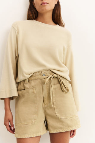 Sand Dye Woven High Waist Cargo Short