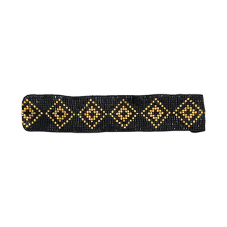 Black & Gold Diamond Outline Beaded Bracelet