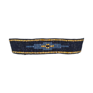 Navy Mix Gold Outline Beaded Bracelet