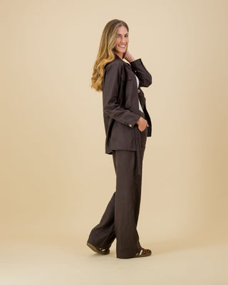 Daniella Chestnut Linen Utility Jacket