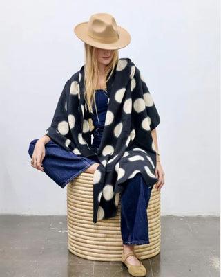 Polka Blanket Scarf Black