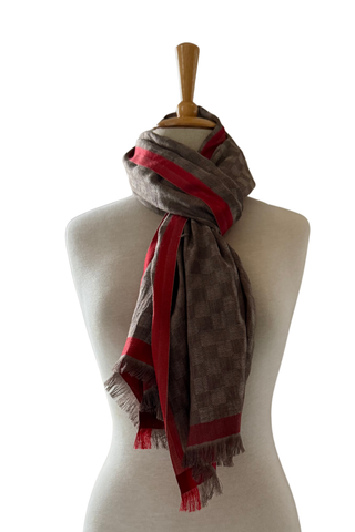 Petit Damier Brown&Red Scarf