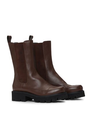 Miley Calf Length Boots Dark Cognac