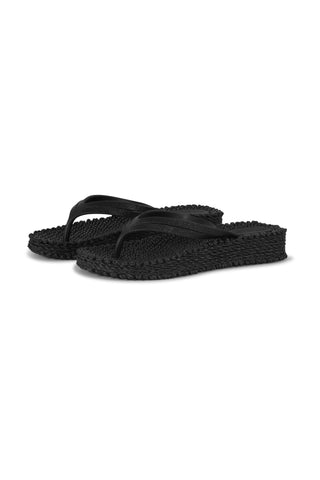 Cheerful 13 Flip Flop Platform Sole Black