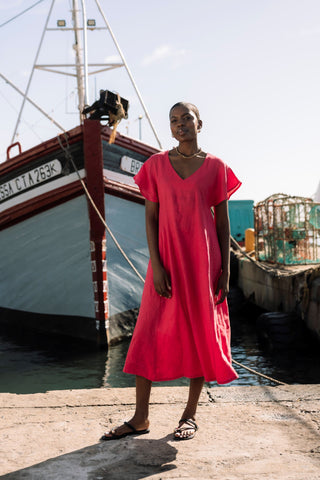 Britnet Fuschia Flute Sleeve Dress