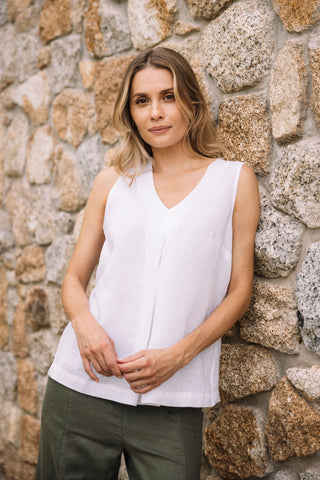 Naomi Sleeveless Tunic Top White