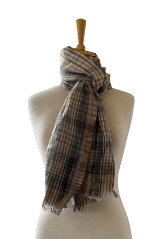 Rosa Beige Check Scarf