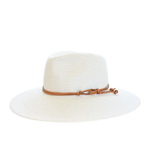 Kasai Wide Brim Fedora Hat Ivory 58cm