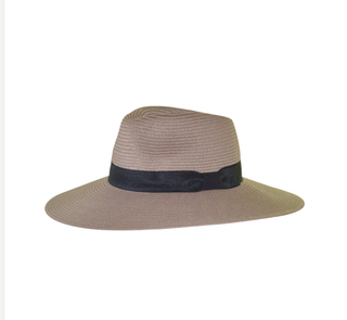 Fiona Wide Brim Fedora Hat Taupe 58cm