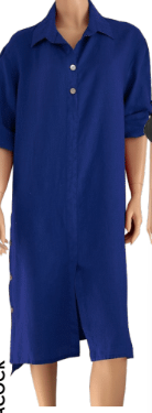 Lora Long  Peacock Linen Tunic Shirt Dress