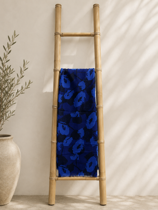 Anna Silk Wool Stoles Deep Blue