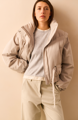Cloud Grey Crop Jacket w Detachable Slv