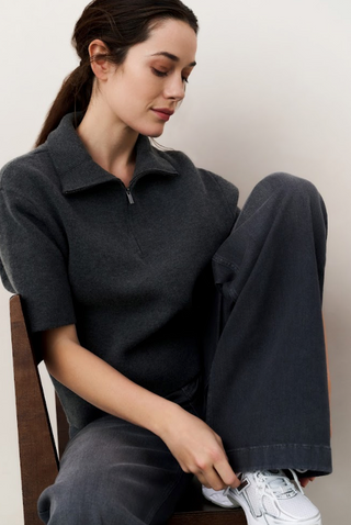 Anthracite Melange Short Sleeve With Coll