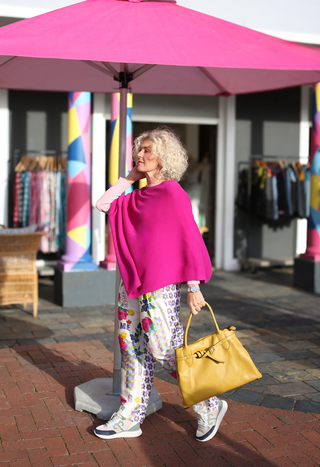 Julia Fuschia Knitted Poncho