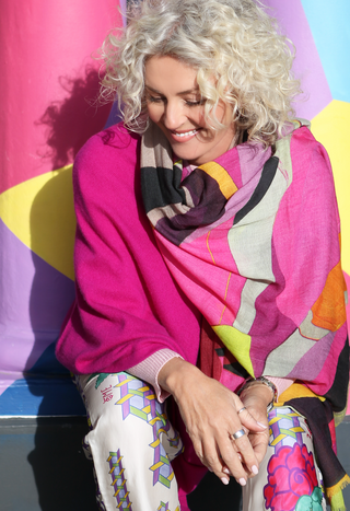 Julia Fuschia Knitted Poncho