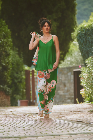 Kitsch Bouquet Green Palazzo Pants
