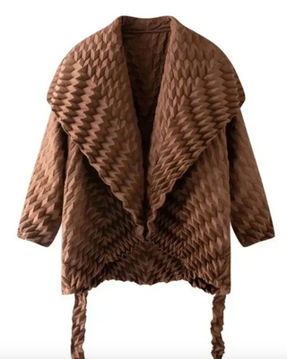 Jennifer Pleated Belted Jacket Brown