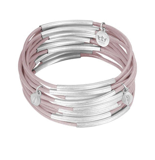 Gipsy bracelets Soft Rose leather matt silver plated