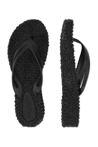 Cheerful 13 Flip Flop Platform Sole Black