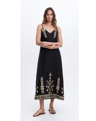 Maxi Black/gold Strappy Dress