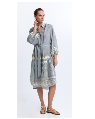 Papyrus L/s Stone/multi min Shirt Dress