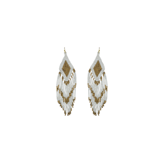 White&Gold Beaded Diamond Tassel Ear