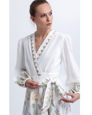 Mini Papyrus White/multi min Wrap L/s Dress
