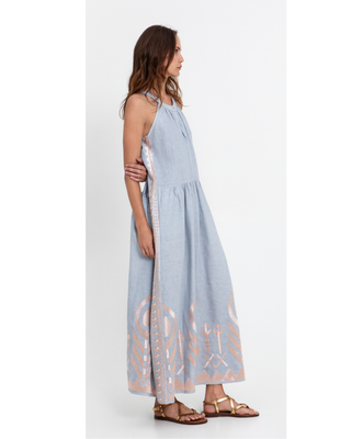 Maxi Feather Halter Neck L Grey/pink Dress