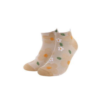 SR Socks Ankle Beige Flowers