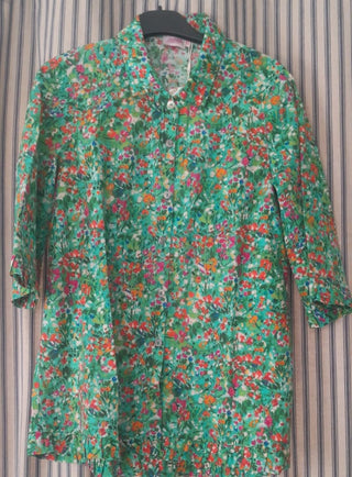 Rose Ruffle Green Floral Shirt