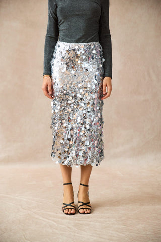 Olivia Sequin Silver Skirt