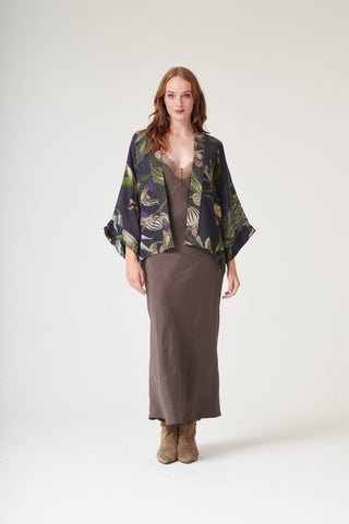 Orchid Black Crepe Kimono