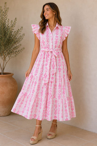 Tatyana Pink Dbl Flower Dress