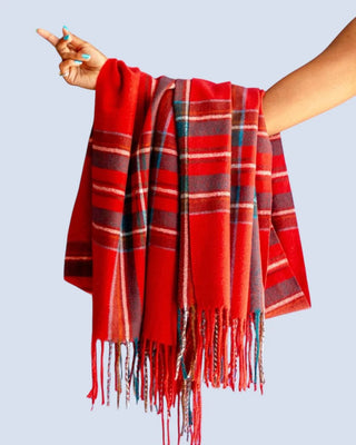 Red Plain Pashmina Scarf