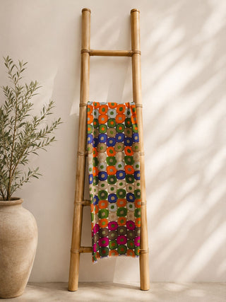 Anna Silk Wool Stoles  multi circle