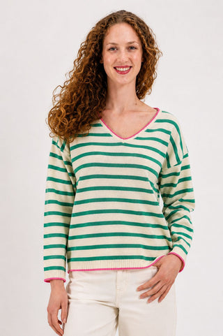 St. Tropez Stripe Sweater Emarald