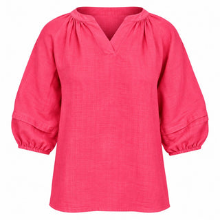 Tanya Blouse in Fuschia Red 100% LinenPL