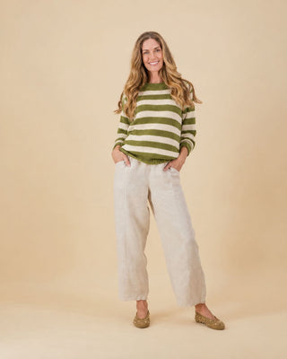 Arabella Matcha Stripe Knit Jumper