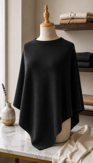 Julia Black Sand Knitted Poncho