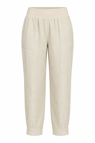 Sarah Rib Nat Waist Linen Pant