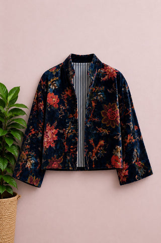 Velvet Print Jacket Black